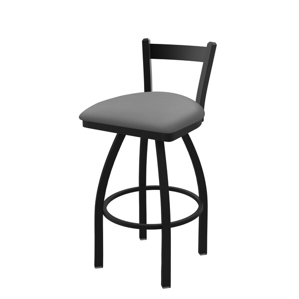 25" Low Back Swivel Counter Stool, Black Wrinkle, Canter Grey Seat